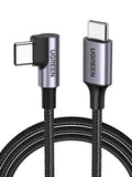 Right Angle USB C Cable 6.6FT 2-Pack, 60W USB C to USB C Cable 90 Degree Type C Cable for Iphone 17/16, Macbook Pro/Air, Ipad Pro 2022/Air 5/Mini 6, Galaxy S25/S24/S23, Pixel 10/9, Switch